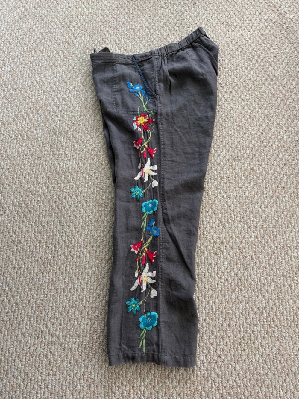 Johnny Was Embroidered Linen Wide Leg Pant - Picture 5 of 10